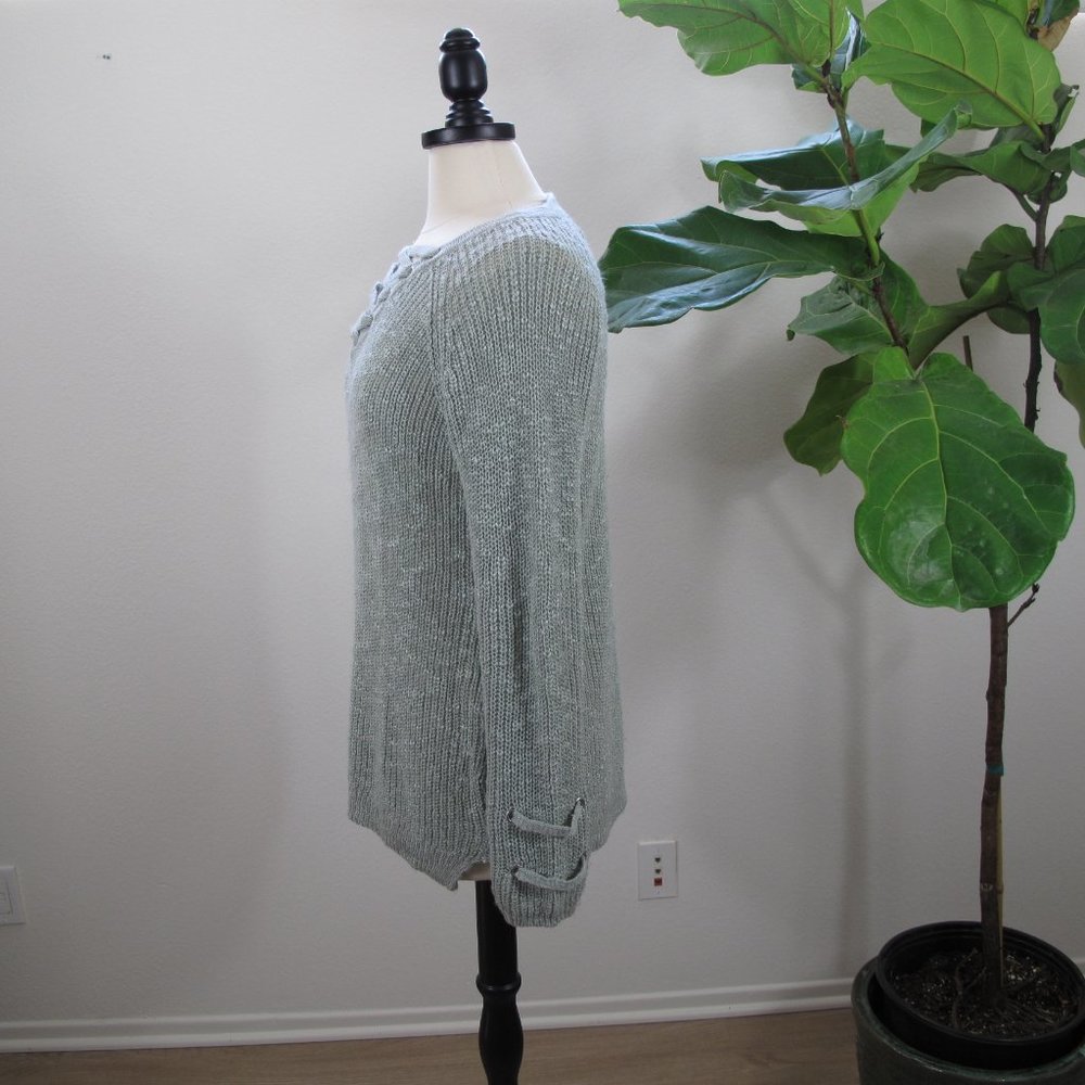 HIPPIE ROSE Lace Up Neck Sweater - Picture 3 of 14